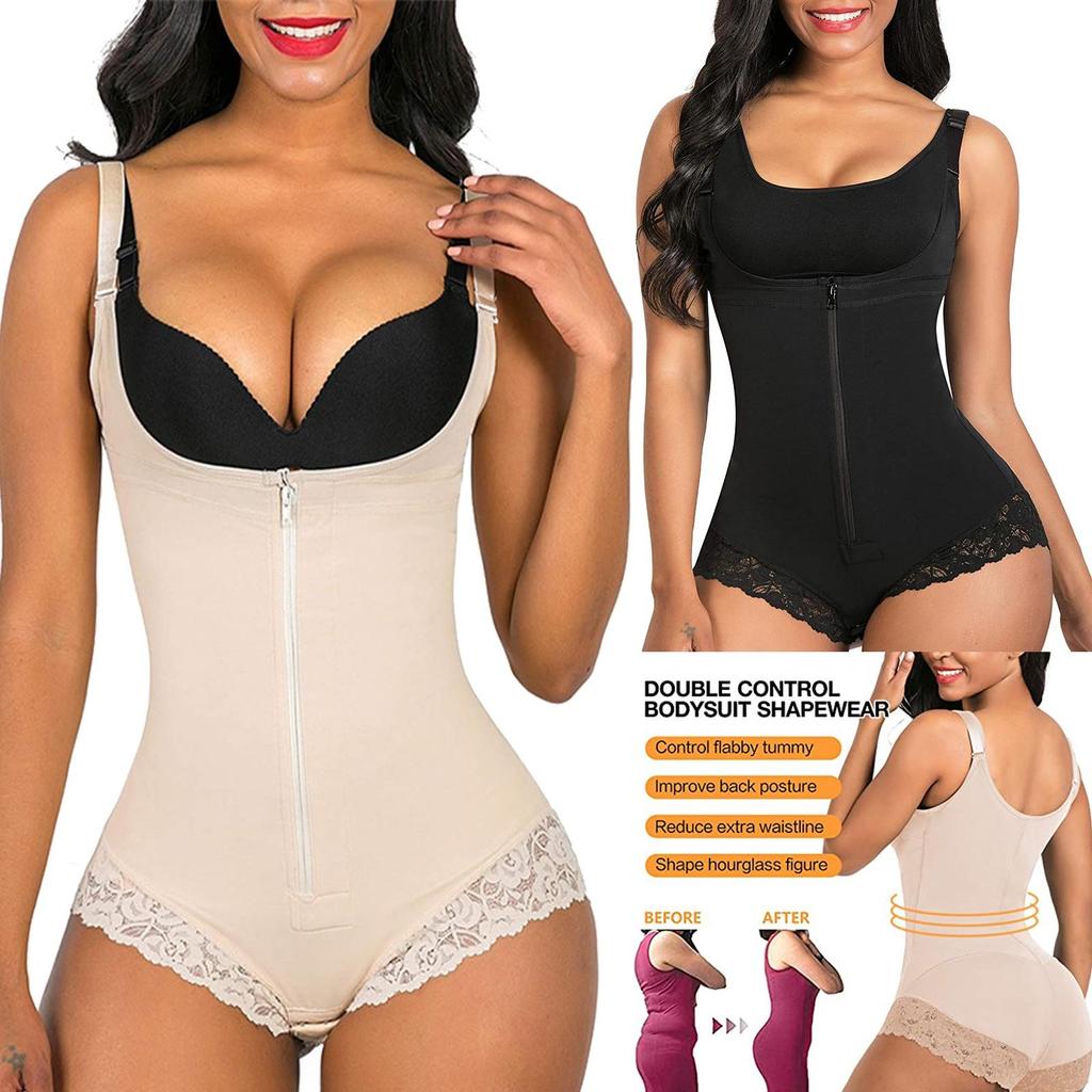 Women's Slimming Suit Abdominal Control Modeling Zipper Bodysuit Lace Conjoined