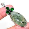 Prehnite, Diopside Handmade 925 Sterling Silver Gift Pendant 2.64" D1w01