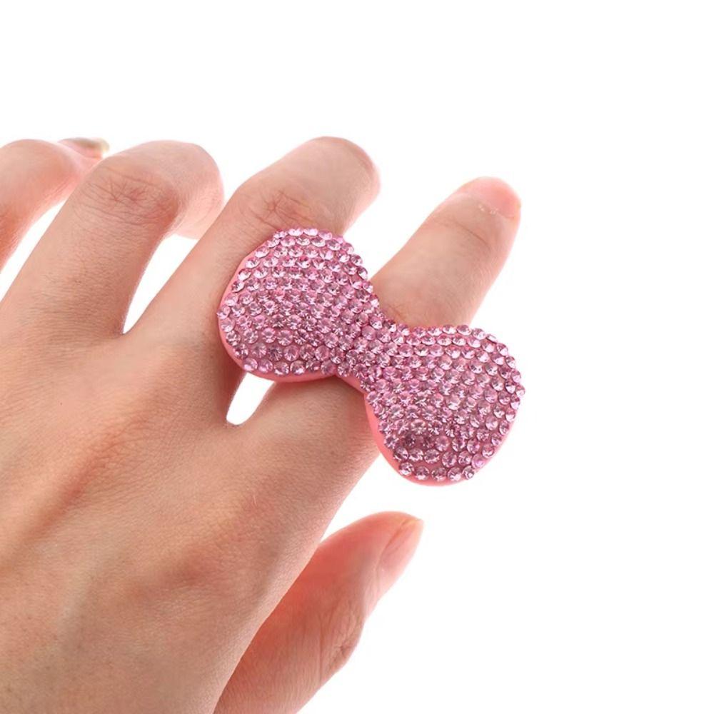 Sparkle Bow Women Finger Ring Adjustable Y2k Millennial Ring Trendy Pink Bow Rings  Finger Charms