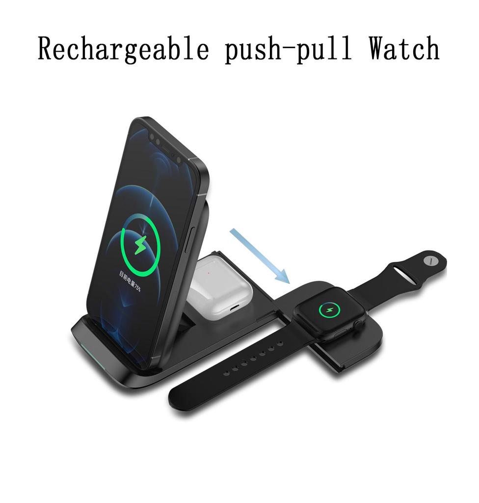 15W Foldable 3-in-1 Wireless Charger for Apple Phones, Watches, and Earbuds
