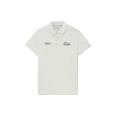Li Ning CBA Professional Basketball Series Logo Solid Color Short Sleeve Polo Shirt Men Polo Shirts White APLR209-2