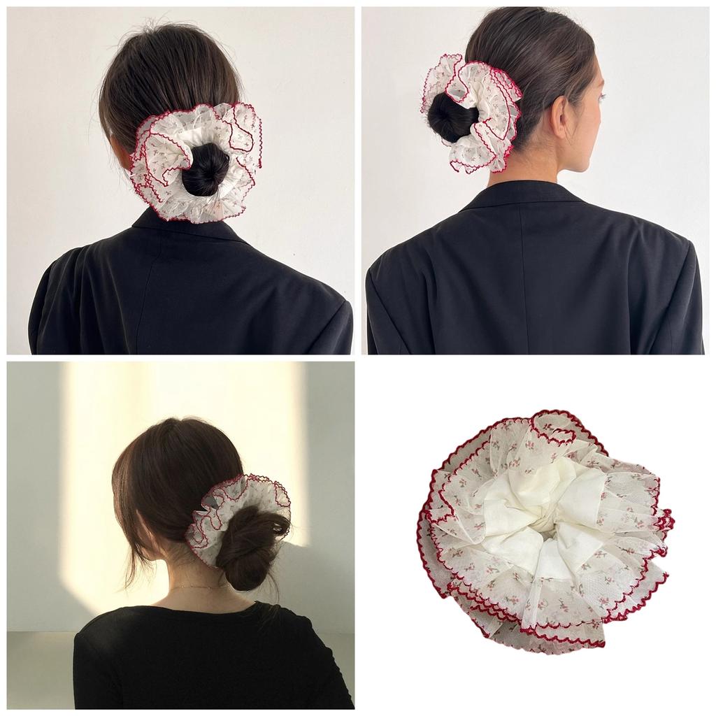 Lace Hair Scrunchies Thick Oversized Hair Scrunchy Elegant Hair Rope Scrunchy Women Ponytail Holder