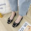 Women's Plus Size Shoes Bean Shoes Square-toe Flat Shoes Square Buckle Shallow Mouth Loafers