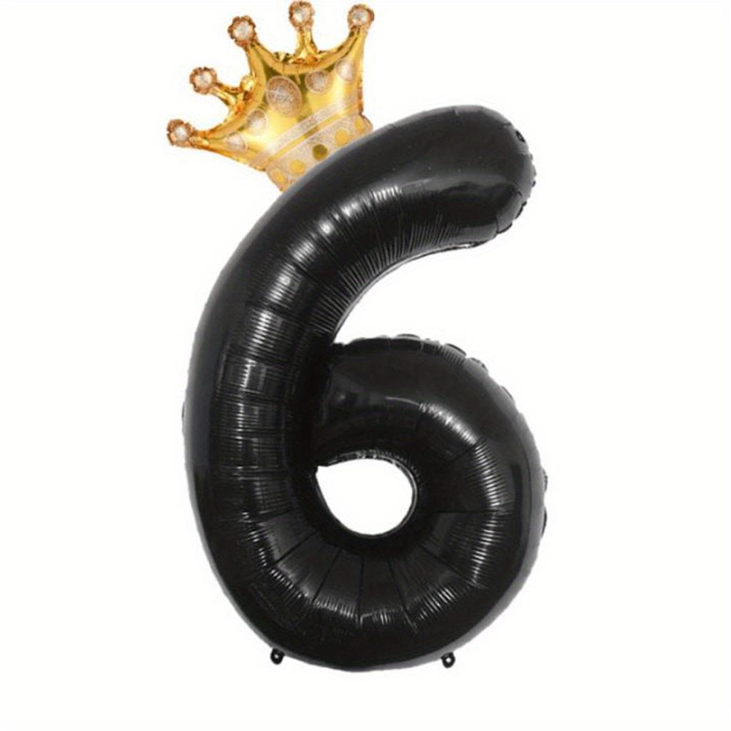 2pcs Black 0-9 & Crown Balloons for All Occasions - Party/Home Deco