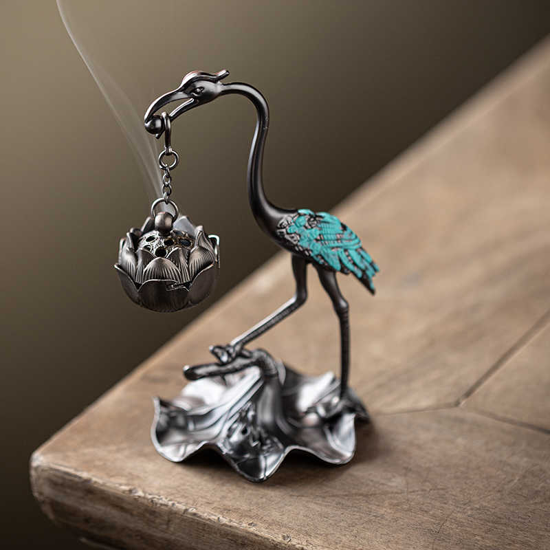 Подставка для благовоний, горелка из красного венценосного журавля, сплав лотоса, ароматерапевтическая печь, подставка для благовоний, чайная комната, комната для йоги, курильница для спальни в стиле дзен