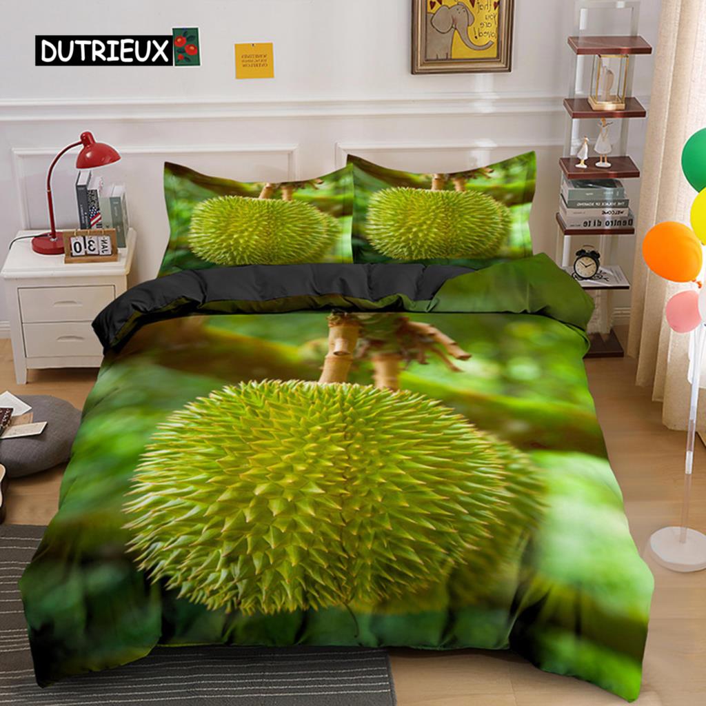 Тропические фрукты дуриан пододеяльник микрофибра комплект постельного белья 3D принт пододеяльник с наволочками король для подростков взрослый спальня декор