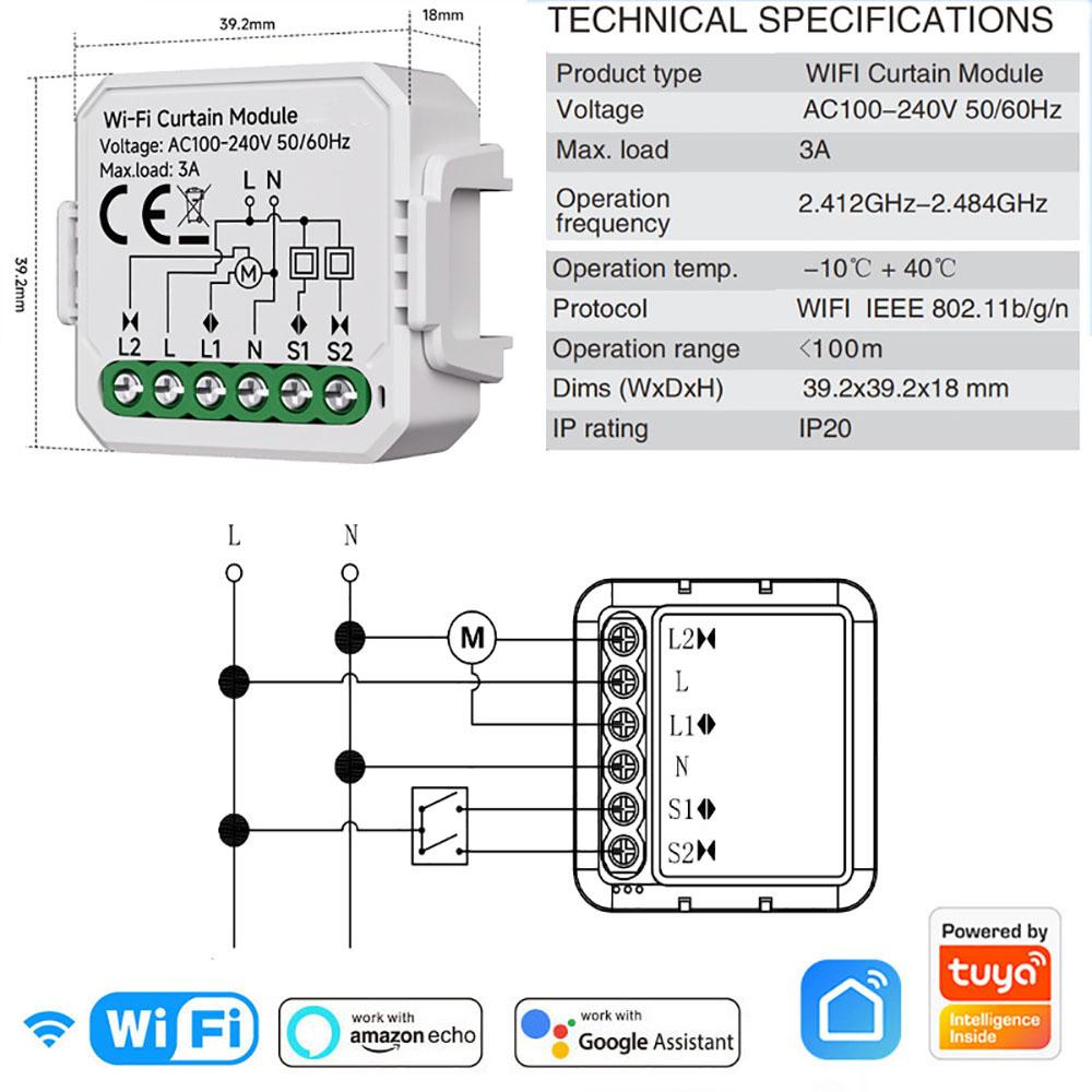 Tuya Умный WiFi Zigbee Модуль переключателя штор для подключенных рольставен и моторов жалюзи Приложение Smart Life Работает с Alexa Google Home