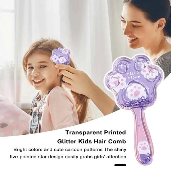 Массажная расческа на воздушной подушке с мультяшной кошачьей лапой и длинной ручкой, антистатическая щетка для массажа кожи головы, детская парикмахерская массажная расческа для девочек для домашних путешествий