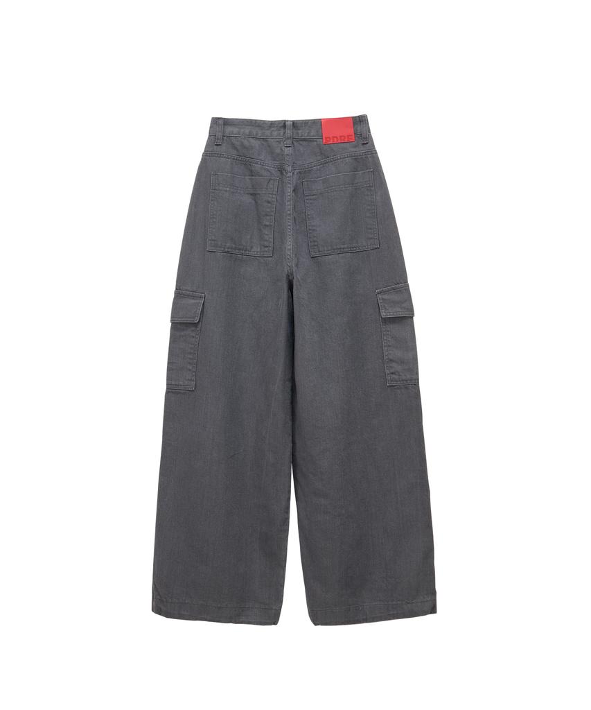 PANDORAFIT Stone Cargo Wide-Leg Pants (Charcoal)