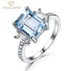 S925 Pure Silver Sea Blue Topaz Square Personalized High Grade Ring For Women  Fashionable Classic Wedding Engagement Jewelry Gift