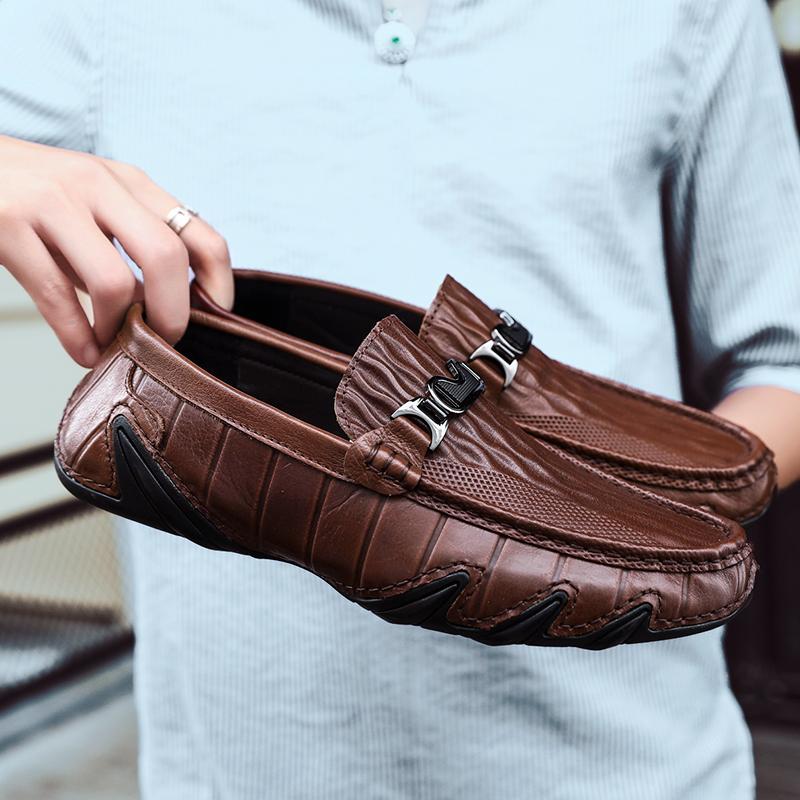 Genuine Leather Mens Loafers Luxury Brand Designer Casual Shoes Classic Slip On Men Shoes Moccasin Light Comfy Male Driving Flat