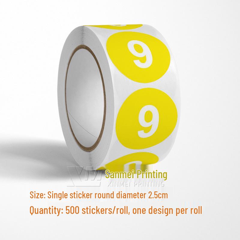 Самоклеящиеся круглые наклейки с номерами 1-33 – Цветные этикетки-идентификаторы в рулоне