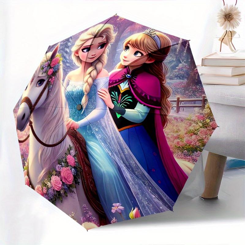 Elsa,Anna Automatic Opening and Closing Umbrella - 8-rib Folding Design, Lightweight and Portable, Suitable for Daily Business Use, Pocket-f