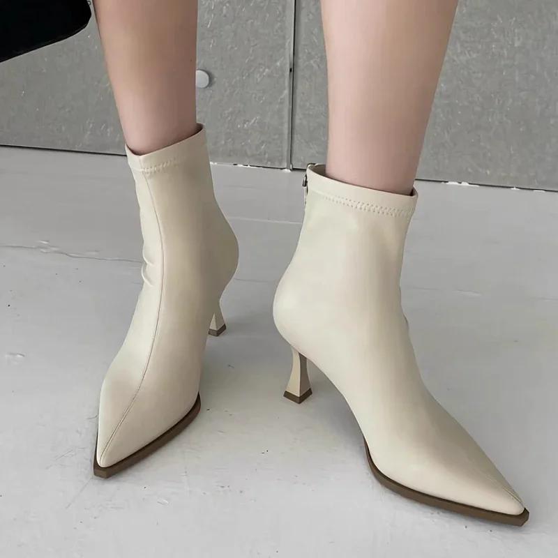 Туфли на высоком каблуке женские туфли с острым носком ботильоны черные ботильоны на тонком каблуке модные ботильоны ретро женские элегантные свадебные туфли