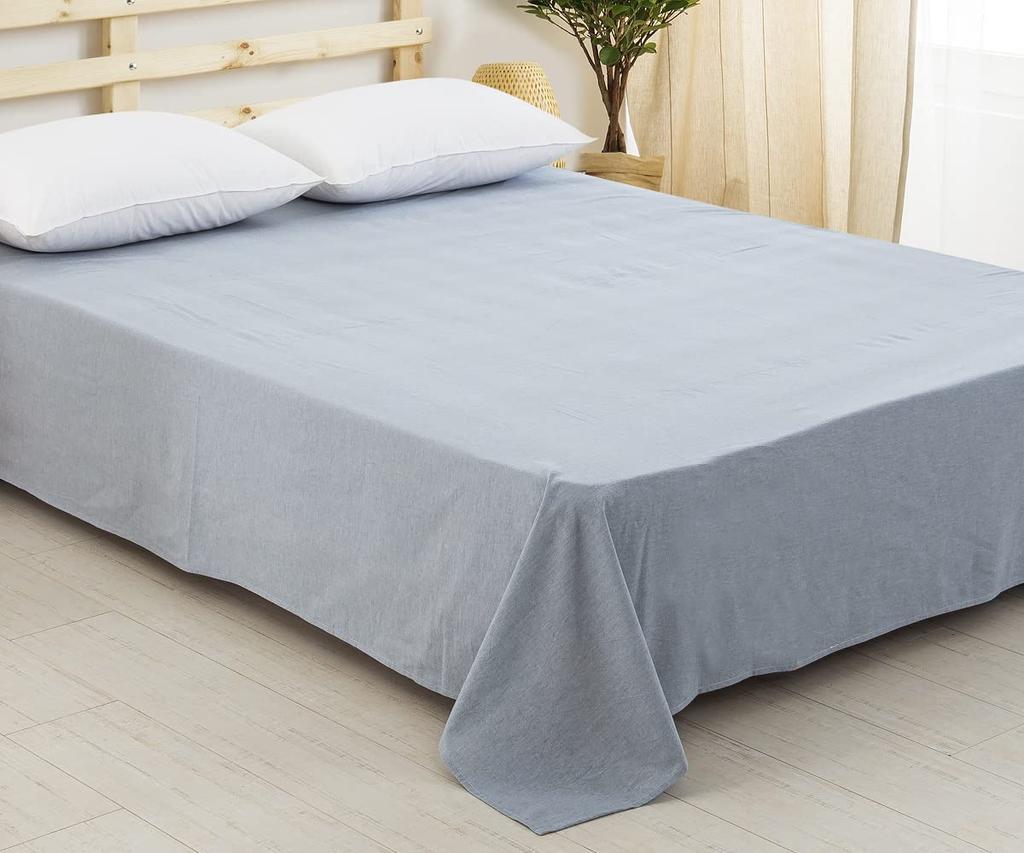 Простыня king size (250x290см), простыня, верхняя простыня из органического хлопка, 100% стираный хлопок, однотонный светло-голубой