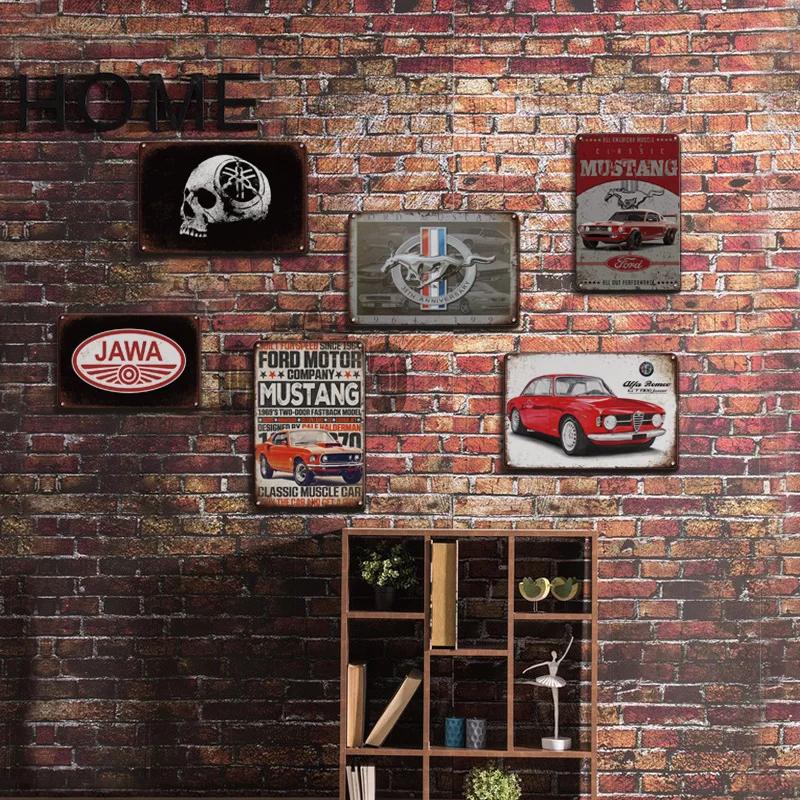 Ретро Ford Mustang металлический жестяной знак винтажный автомобиль бренд настенные наклейки гараж украшение Man Cave House настенный знак 8x12 дюймов
