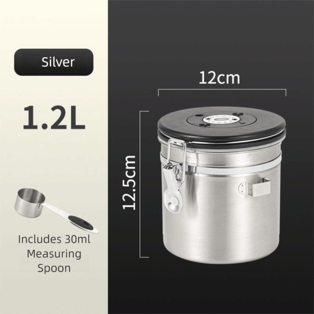 Sealed Coffee Bean Storage Box Stainless Steel Kitchen Storage Jars Coffee Bean Cans  Cafe Supplies