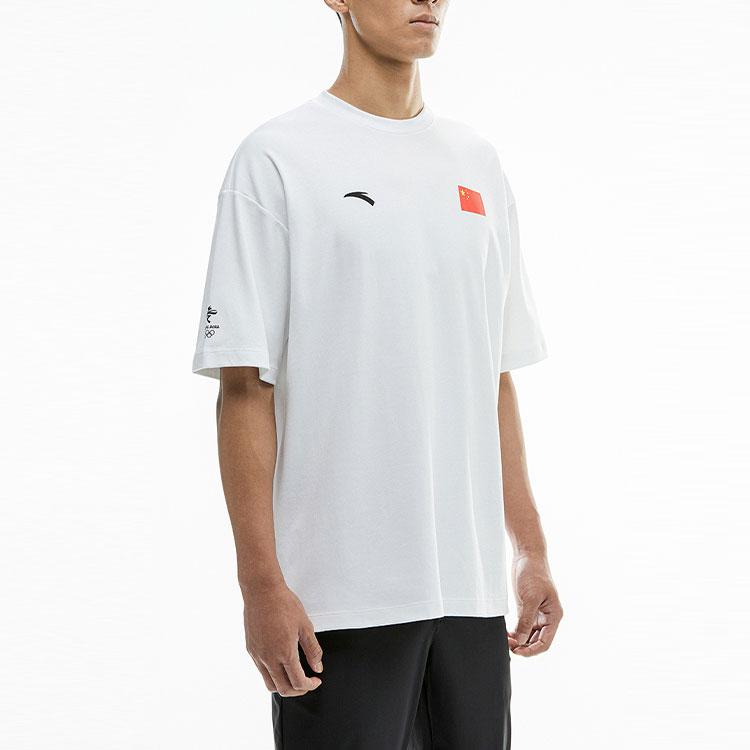 Anta Спортивная футболка с коротким рукавом и принтом национального флага, унисекс, белая 152130132-1