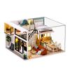 moin moin Dollhouse Miniature Handmade Kit Set DIY Model Room Style Chic Cafe Style Medium Size LED Light Acrylic Case Fidelio Two-story 1/24