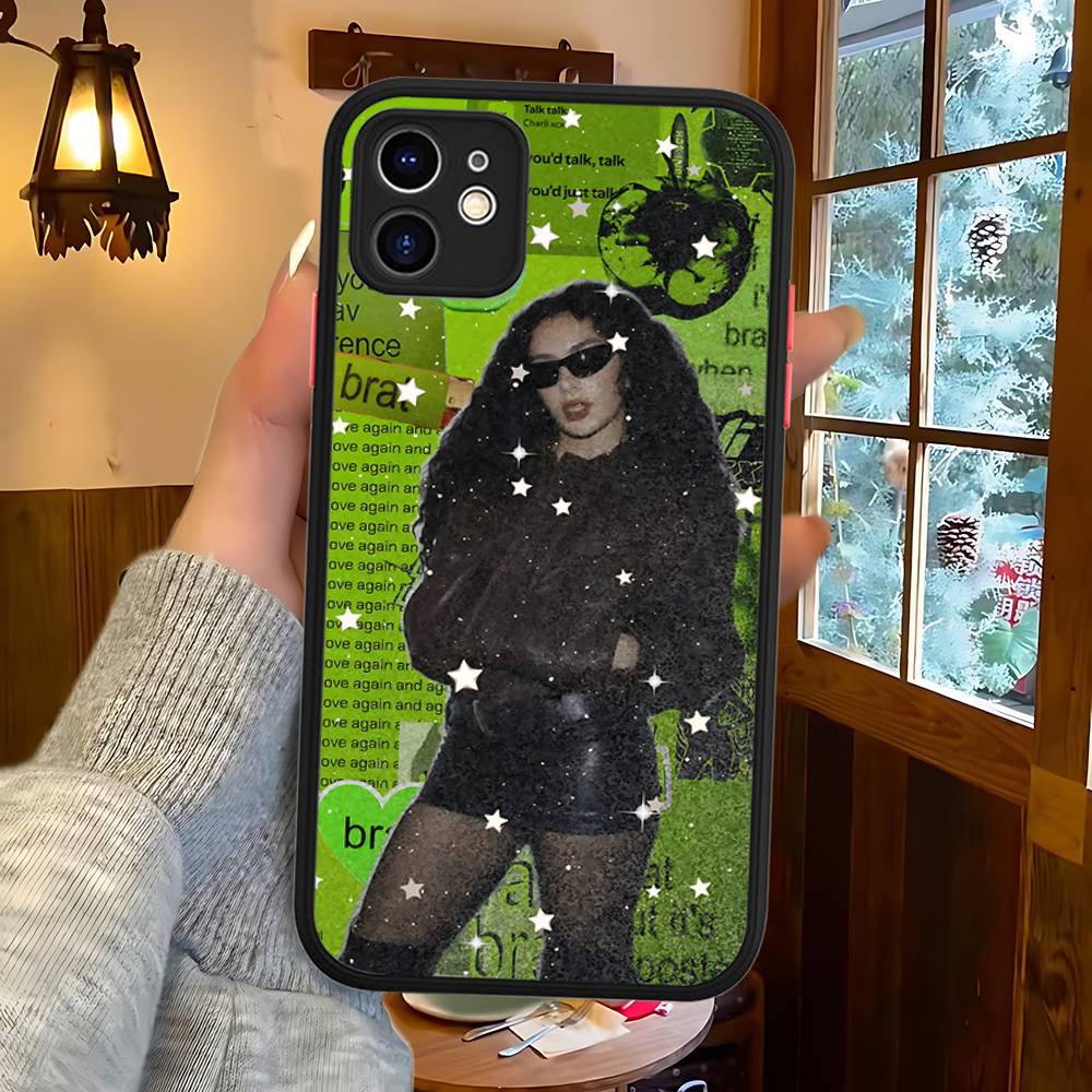 C-Charlis XCX B-BRAT For IPhone 16 15 14 13 12 11 Pro Max X XS MAX Plus Translucent Black Phone Cover