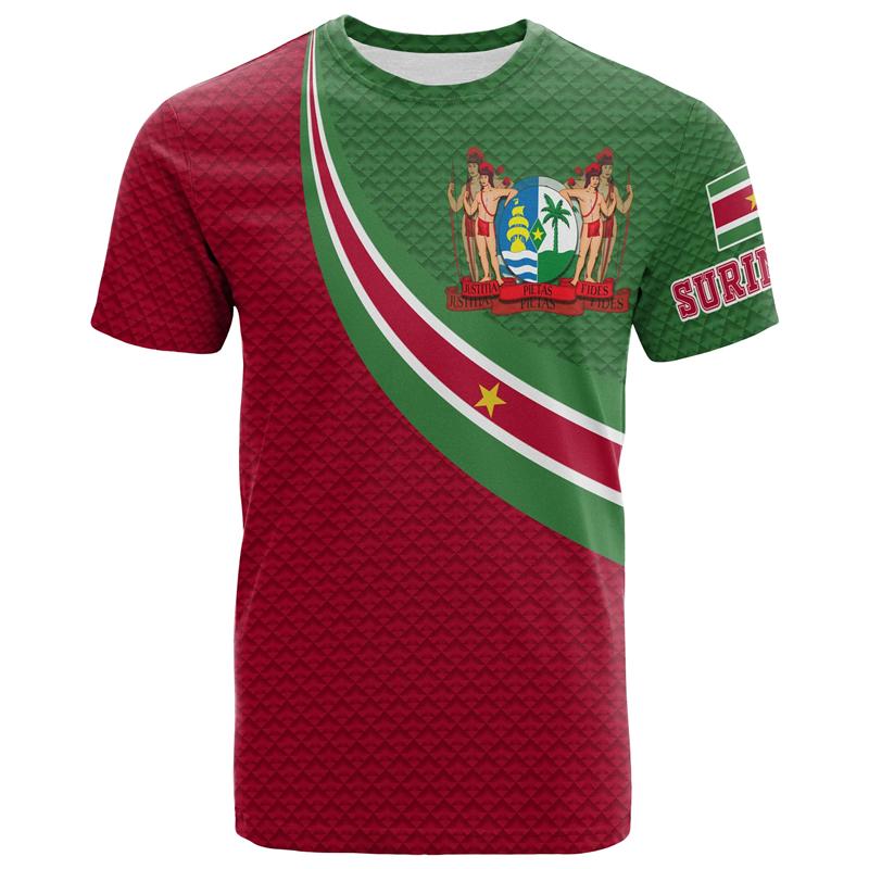 SURINAME Flag Print 3D Sports Moisture-Wicking Breathable Men Women T-Shirt Football Jersey Loose Run Short Sleeve Clothing Top