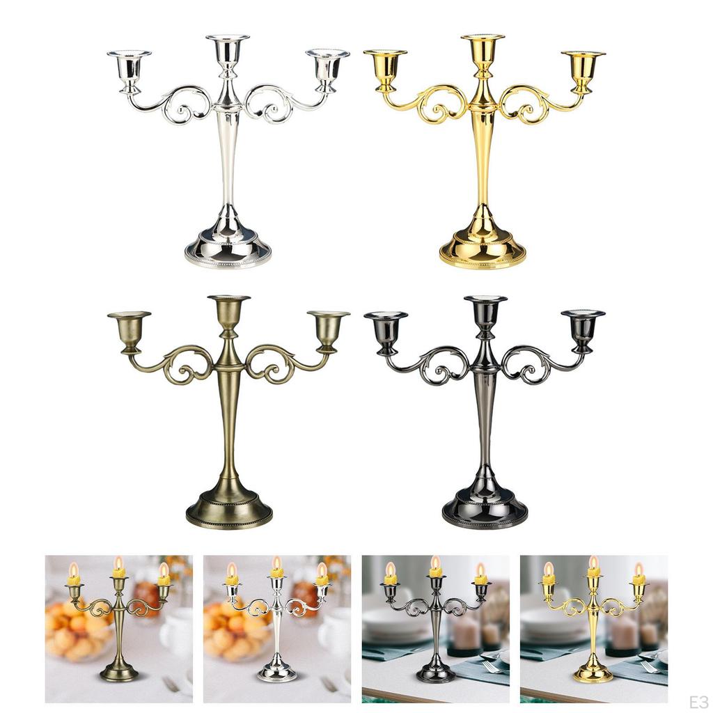 3 Arm Candelabra Candle Holder Candles Stand Candlestick for Anniversary Valentine