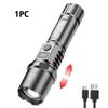 Multi-Functional Outdoor Strong Light LED Long-range Telescopic Zoom Flashlight, Plastic USB Rechargeable Flashlight
