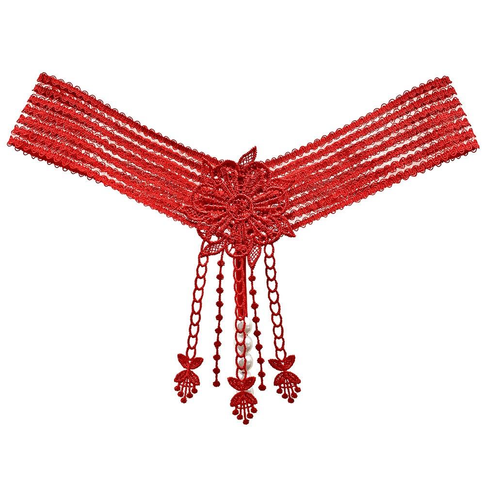 European and American Sex Panties Women Rub Yin Pearl A Thread Bed Tease Hot Perspective Embroidered Thong Women