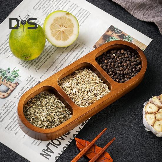 Разделенный деревянный поднос для сервировки, блюдо для приправ, многосекционные соусницы для закусок, фруктовых конфет, элегантные деревянные тарелки для повседневного использования