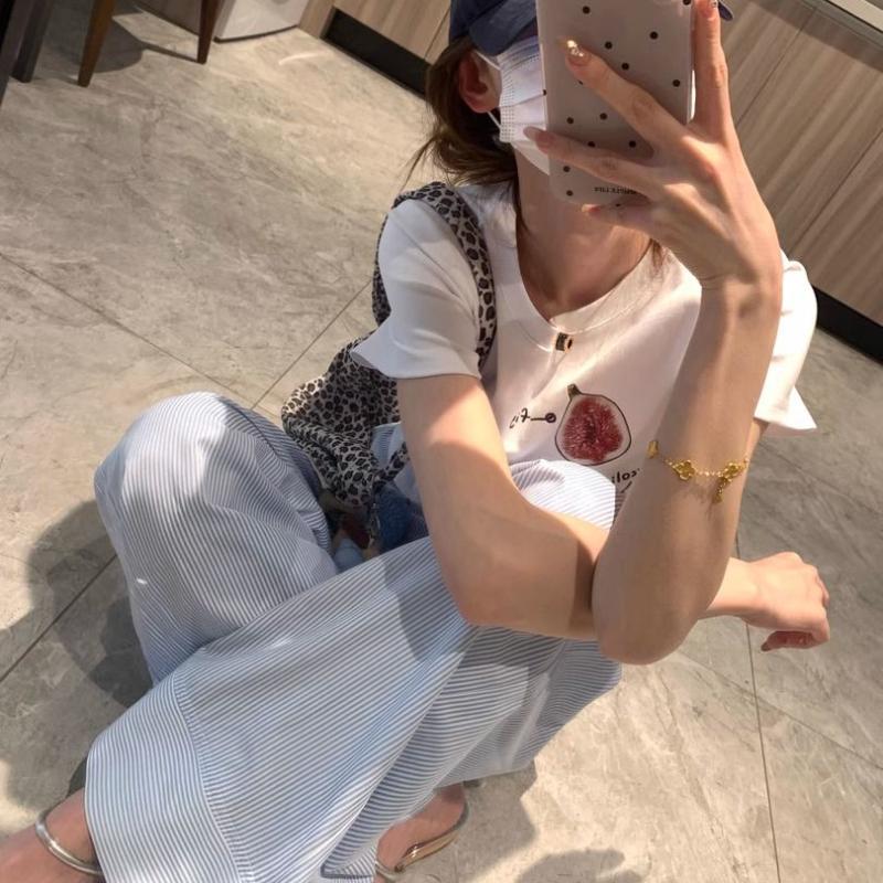 Женские летние тонкие синие брюки для отдыха с широкими штанинами в вертикальную полоску - Свободные повседневные охлаждающие брюки на кулиске для ходьбы