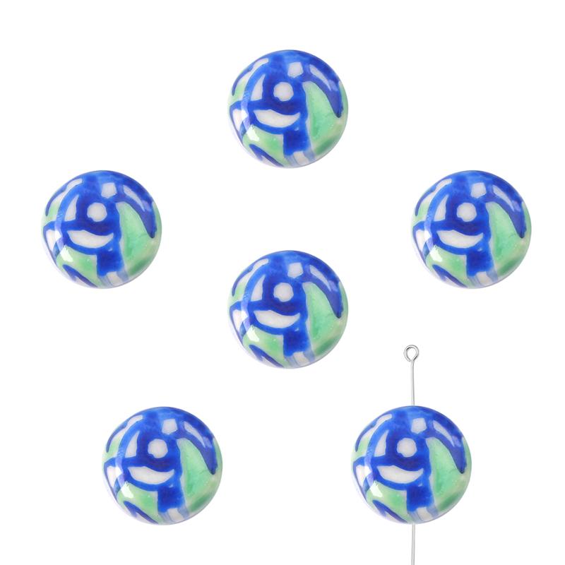 2 шт./пакет, ручная роспись, 15 мм, керамические фарфоровые бусины, цветочные сердечки, очаровательные бусины, свободные бусины-разделители для ожерелья, сережек, сделай сам, изготовление ювелирных изделий