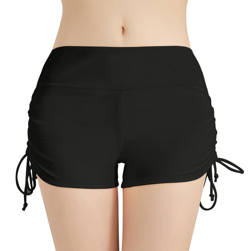 Women's Solid Color Bottomed Flat Angle Sports Yoga Shorts And Beach Swimming Trunks