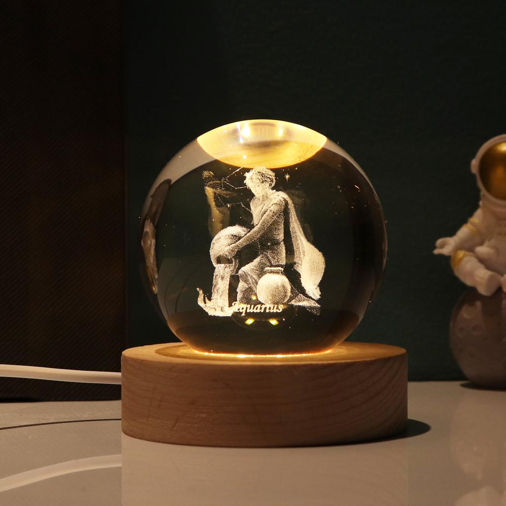 12 созвездий, маленькие ночные светильники, светящийся хрустальный шар, настольные декоративные светильники, украшения, маленькие ночные светильники на день Святого Валентина