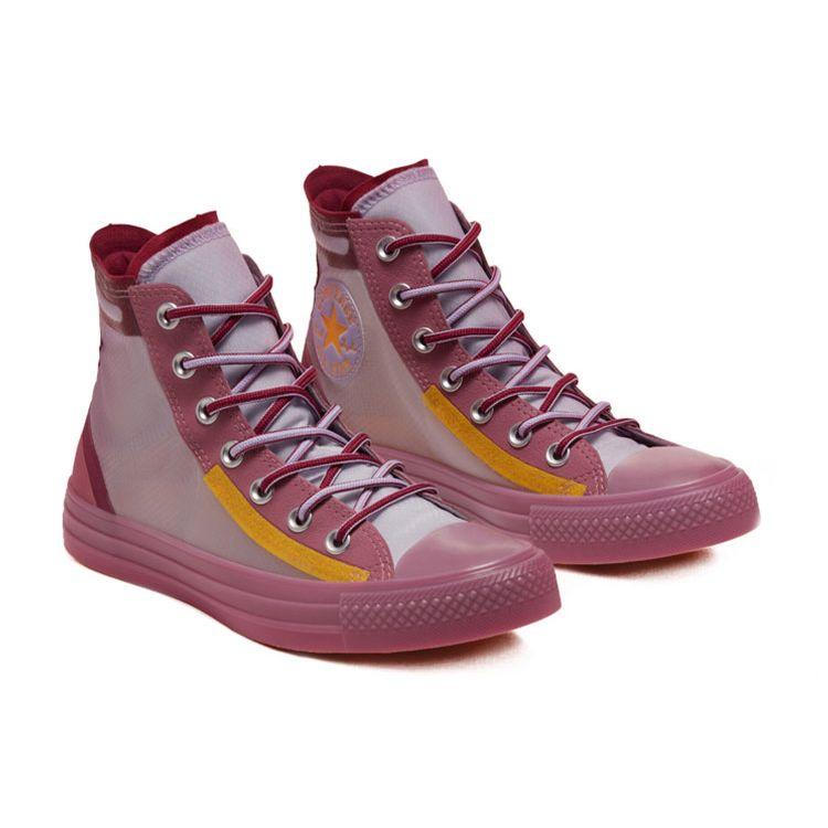Converse Полупрозрачная сетка Utility Chuck Taylor All Star Ретро Универсальные Повседневные Высокие Кеды из Канваса Женские Кроссовки Розовый Красный Желтый 567368C