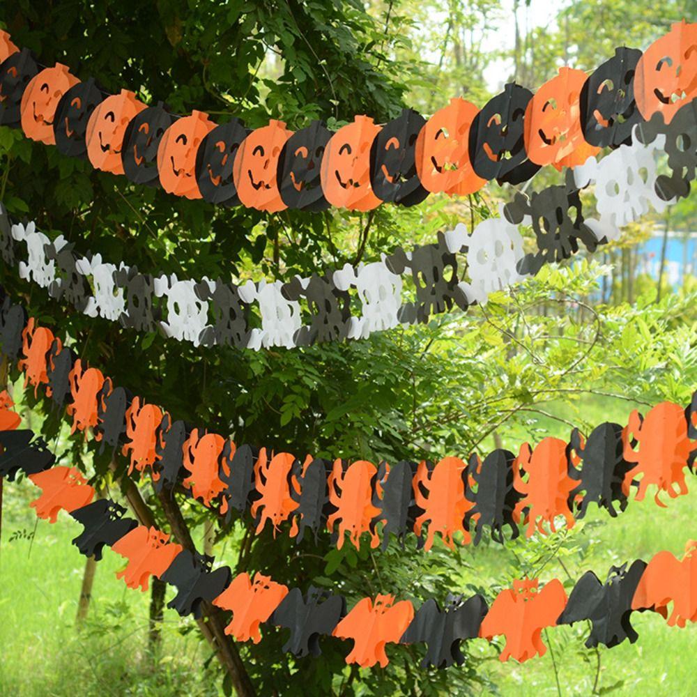 Ghost Ghost Paper Banner Bat Pumpkin Skull Pendant 7 Styles Halloween Paper Latte Art Scene Layout