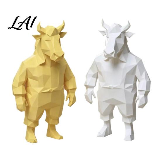Minimalist Office Decor 3D Printed Geometric Animal Statue Figurine Bull Horse for Funny Cow Meme Desk Decor Modern Art Sculpture Gift Coworkers