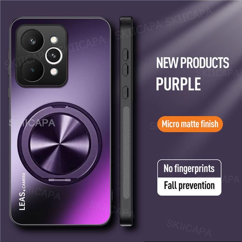 AG Matte Magnetic Case for Realme 15 Pro 5G 360° Rotating Ring Holder Wireless Charging Hard Cover for Realme 15 5G