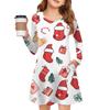 Christmas Day Girls' Long Sleeve Dress - Color Pocket Dress