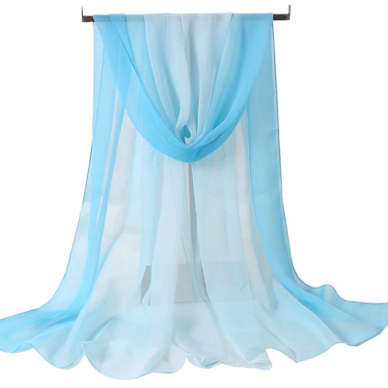 Женский шелковый шарф градиентного цвета в стиле арт-стиль, длинный, весенне-осенний, тонкий, шаль, танцевальный шелковый шарф, шарф для этикета