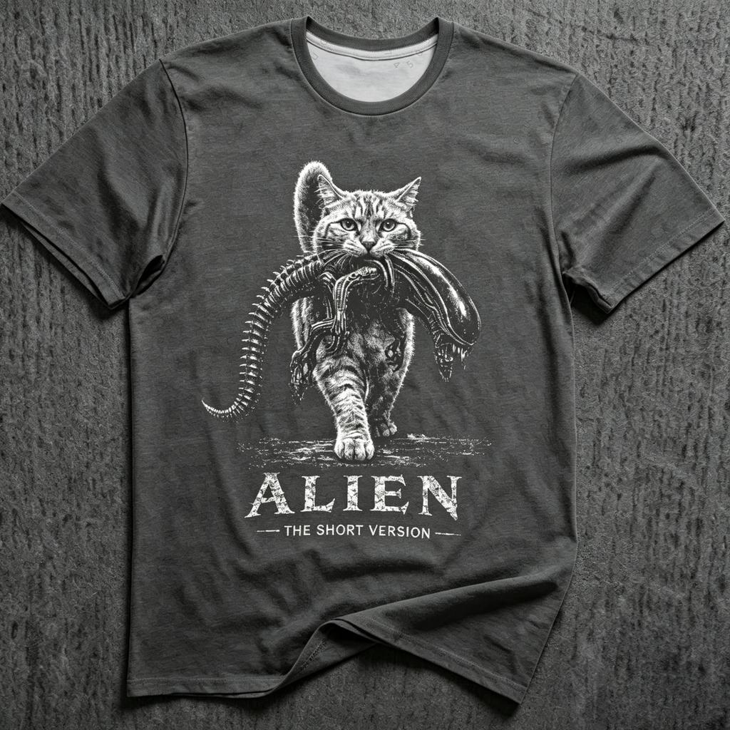 2026 New Cat Bite Alien Alien Unisex Tshirt Vintage Horror Movie Graphic Tee Unisex Unisex Retro Casual Short Sleeve Beach Tshirts