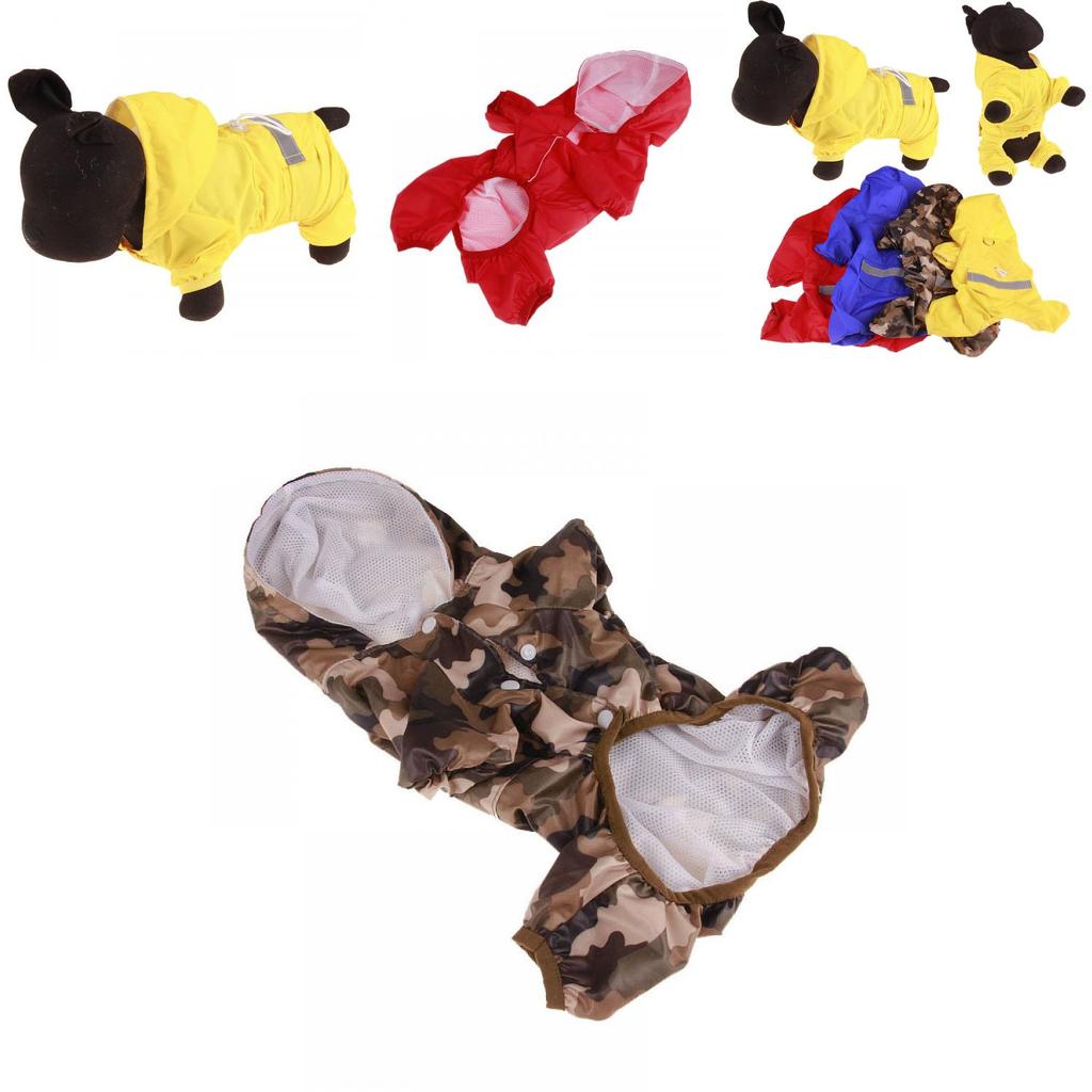 Fashionable Pet Raincoat Versatile And Unisex Available In Red Yellow Blue And Camouflage