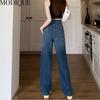 MODIQUE, весенние большие размеры, новые женские свободные винтажные длинные джинсы с высокой талией, эластичные градации цвета, женские базовые повседневные брюки, брюки