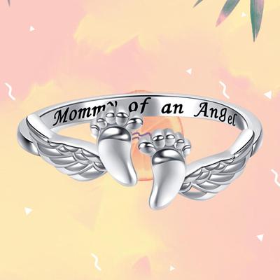 Новое трансграничное кольцо на палец-ангел: Сладкие, элегантные, теплые украшения с отпечатками детских ножек для женщин.