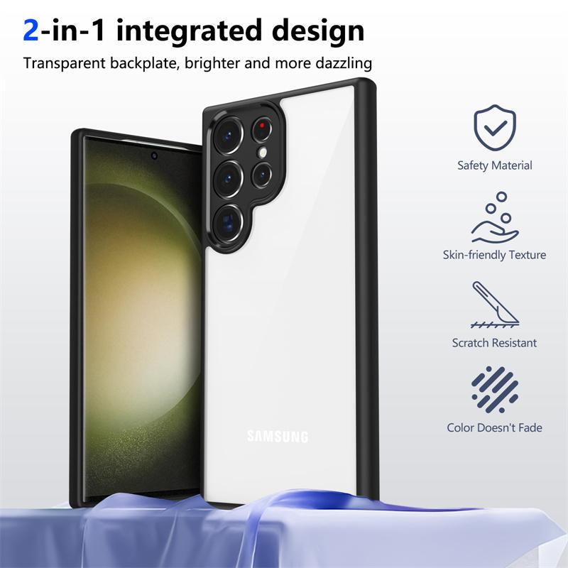 High Quality Transparent Acrylic Back Case for Samsung iPhone Xiaomi Redmi for Samsung Galaxy S25 S24 Ultra S23 FE A56 A36 A55 A35 Cover Silicone TPU