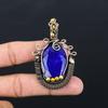 Великолепный синий сапфировый драгоценный камень, созданный в лаборатории, чистая медная проволока, обернутая ювелирными изделиями ручной работы