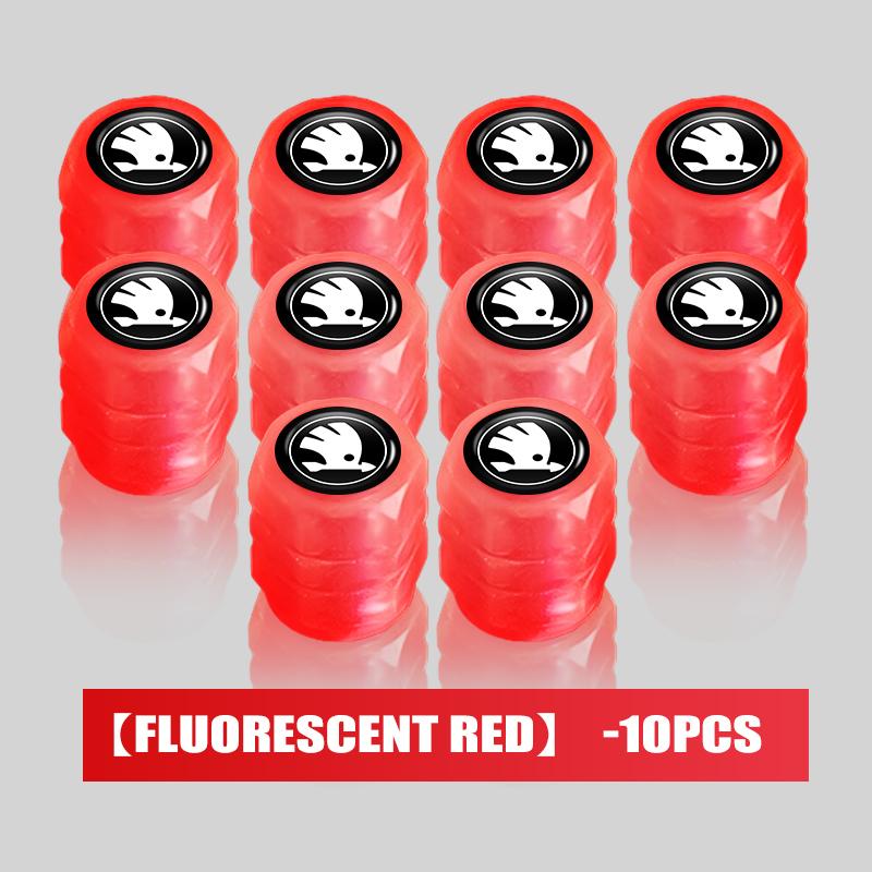 uwhxm4 Car Tire Valve Cap Luminous Valve Core Cover For Skoda Kamiq MK3 Roomster Rapid Kodiaq Karoq Fabia Enyaq