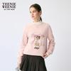 Teenie Weenie Women's Bear Embroidered Round Neck Sweatshirt