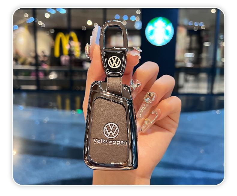 Чехол для ключей Volkswagen для Teramont, ID3, Tayron, ID4, Golf 8, Lamando - Металлическая и кожаная оболочка.