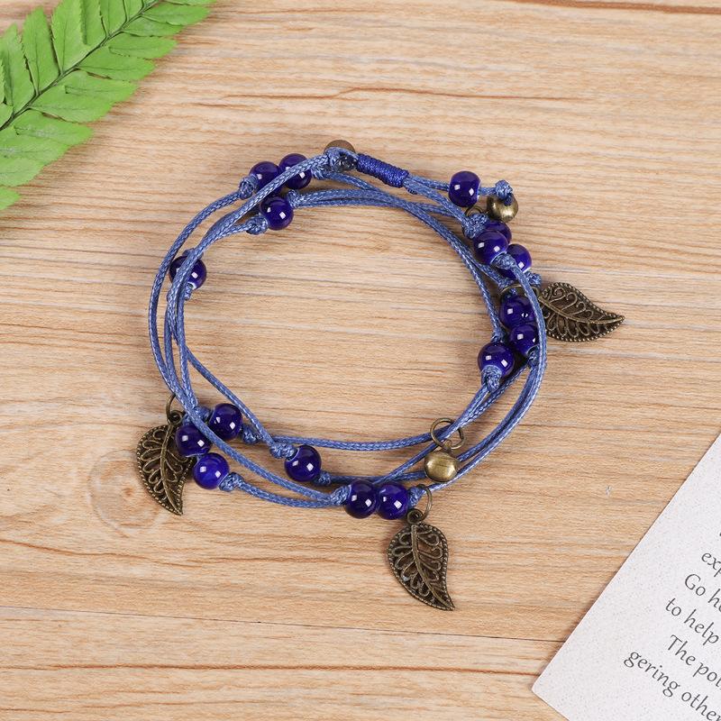 BLINGBAY женский браслет в стиле ретро, ​​керамический браслет в богемном стиле, милый стиль, в форме колокольчика, универсальный браслет с несколькими петлями, ювелирное изделие, подарок