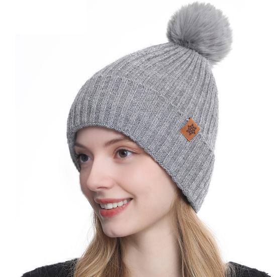 3Pcs/Set Winter Knitted Scarf Gloves Set Pom Pom Ball Double Layer Thickened Brimless Hat Touchscreen Gloves Neck Warmer Set